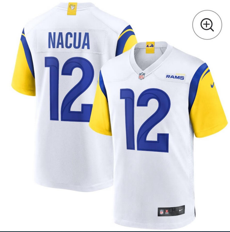 Men 2025 Los Angeles Rams 12 Nacua white Nike NFL Jersey